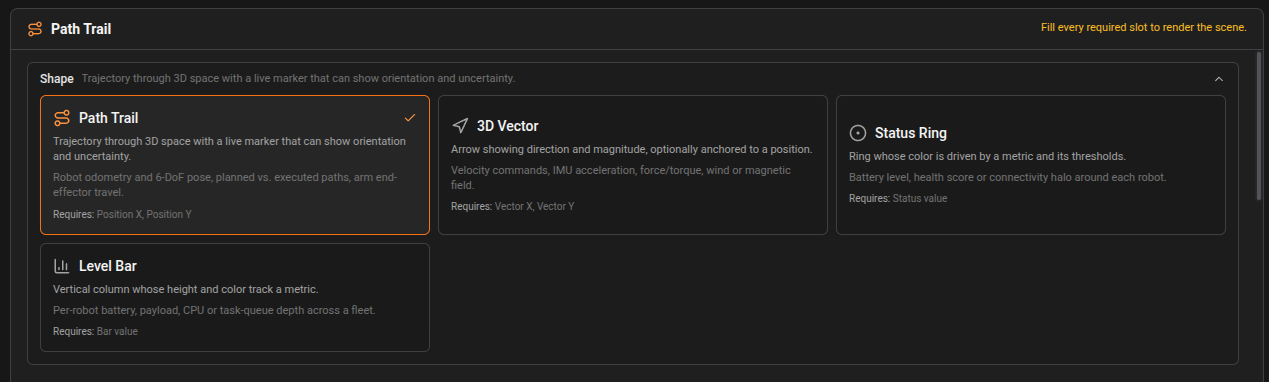 Shape picker and slot-based 3D query setup